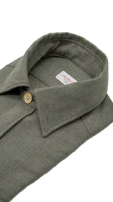 Camicia Safari Over in Flanella Verde Militare