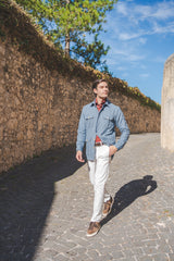 Camicia Safari Over in Flanella Azzurra