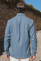 Camicia Safari Over in Flanella Azzurra