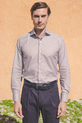 Striped Twill Shirt Brown