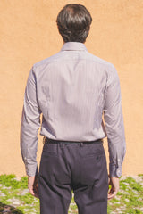 Striped Twill Shirt Brown