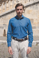 Embossed Denim Blue Shirt