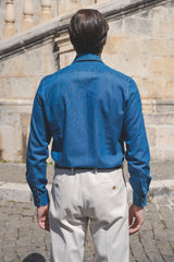 Embossed Denim Blue Shirt