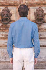 Embossed Denim Light Blue Shirt