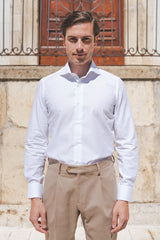 Camicia Dobby Rombi Bianca