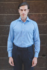 Camicia a quadri blu in twill Facile Stiro