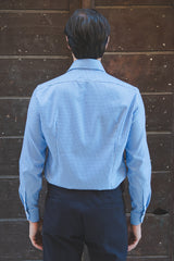 Camicia a quadri blu in twill Facile Stiro