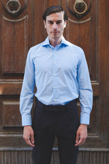 Camicia Dobby a Pois Azzurri