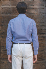 Easy Iron Pied-De-Poule Twill Shirt Blue
