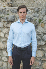 Camicia Pied-De-Poule azzurra in twill Facile Stiro