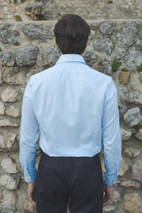 Camicia Pied-De-Poule azzurra in twill Facile Stiro