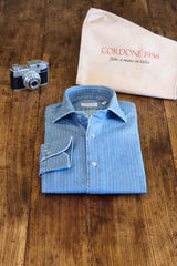 Embossed Denim Light Blue Shirt