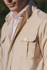 Camicia Safari Over in Flanella Beige