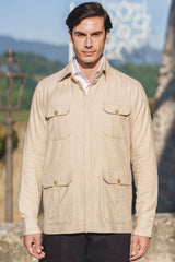 Camicia Safari Over in Flanella Beige