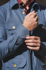 Camicia Safari Over in Flanella Azzurra