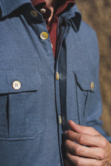 Camicia Safari Over in Flanella Azzurra