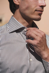 Striped Twill Shirt Brown