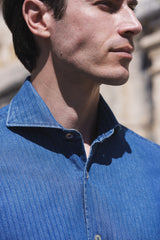 Embossed Denim Blue Shirt