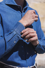 Embossed Denim Blue Shirt
