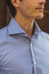 Camicia a quadri blu in twill Facile Stiro