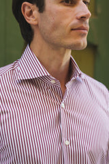 Striped Twill Shirt Red