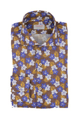 Brown Ibisco Print Linen Shirt - SAVE35