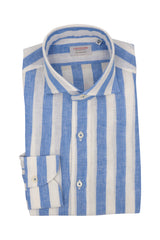 Bold Striped Linen Shirt Blue - SAVE35