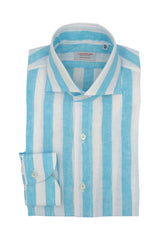Bold Striped Linen Shirt Azure - SAVE35