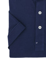 Polo Camicia Jersey Blu Fatta a Mano