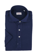 Polo Camicia Jersey Blu Fatta a Mano