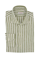 Striped Linen Shirt Military Green - SAVE35