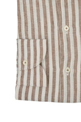 Striped Linen Shirt Brown - SAVE35