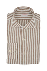 Striped Linen Shirt Brown - SAVE35