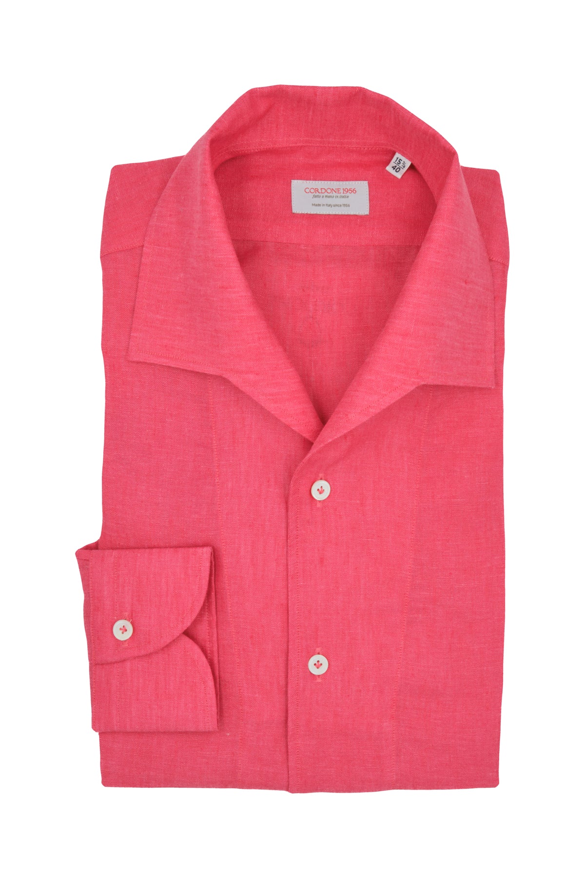 Coral Linen Capri Collar Shirt Slim Fit / XXL 46