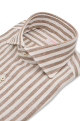 Striped Linen Shirt Brown - SAVE35