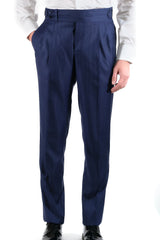 Blue pinstriped two-button suit - Italian Cotton - Handmade in Italy