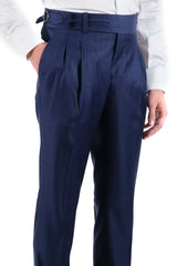 Blue pinstriped two-button suit - Italian Cotton - Handmade in Italy