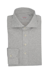 Polo Camicia Seta Cotone Grigia Fatta A Mano