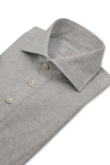 Polo Camicia Seta Cotone Grigia Fatta A Mano