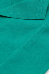 Camicia In Lino Con Collo Bowling Tinta Unita Verde Acqua