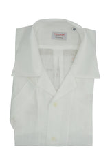 Camicia In Lino Con Collo Bowling Tinta Unita Bianca
