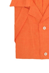 Orange Linen Bowling Collar Shirt