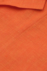 Orange Linen Bowling Collar Shirt