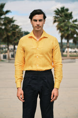 Camicia Collo Capri Tinta Unita Gialla