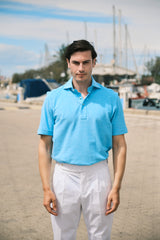 Polo Camicia Jersey Azzurra Fatta a Mano