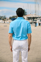 Polo Camicia Jersey Azzurra Fatta a Mano