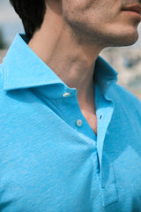Polo Camicia Jersey Azzurra Fatta a Mano