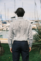 Striped Linen Shirt Military Green - SAVE35