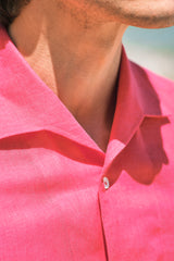 Coral Linen Capri Collar Shirt
