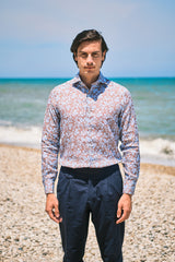 Brown Floral Print Linen Shirt - SAVE35